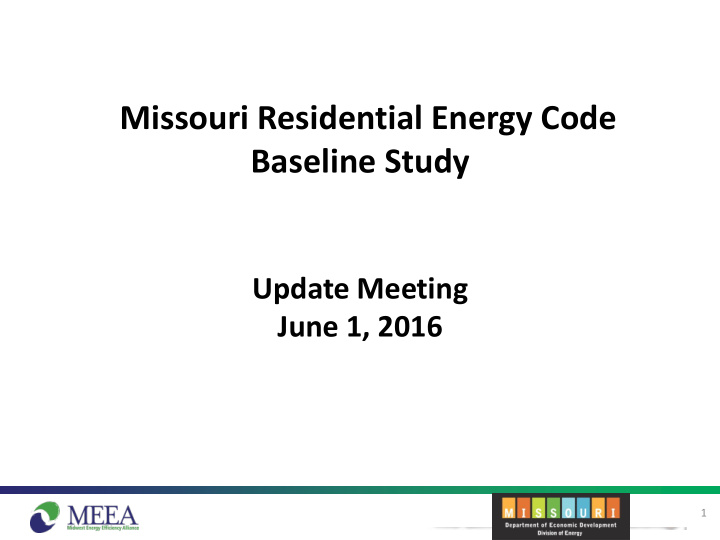 missouri residential energy code baseline study update