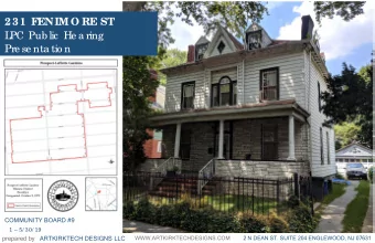 231 FENIM O RE ST  L  PC Pub lic  He a ring  Pre se nta tio n  Ma y, 2019  COMMUNITY BOARD #9  1