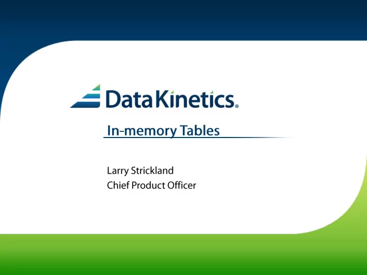 applications that may benefit from in memory