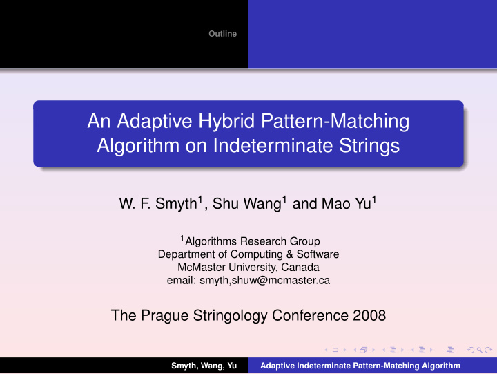 an adaptive hybrid pattern matching algorithm on