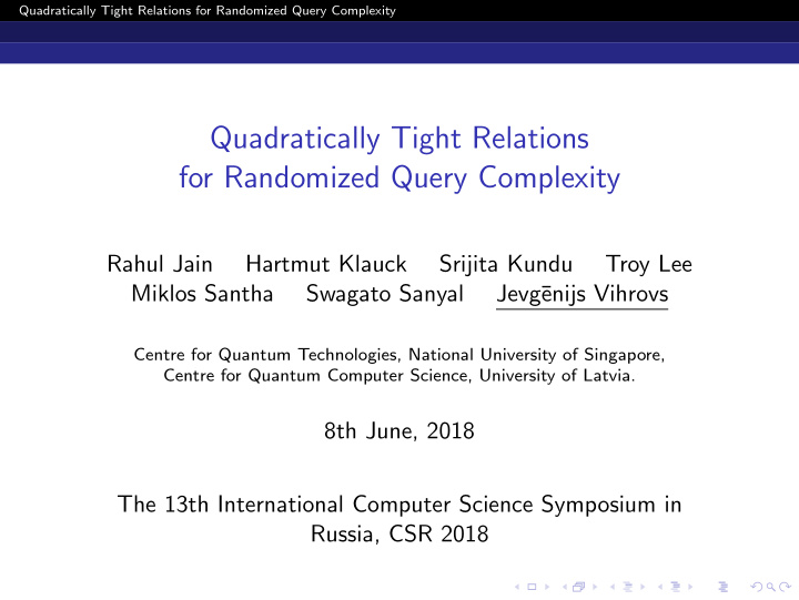 quadratically tight relations for randomized query