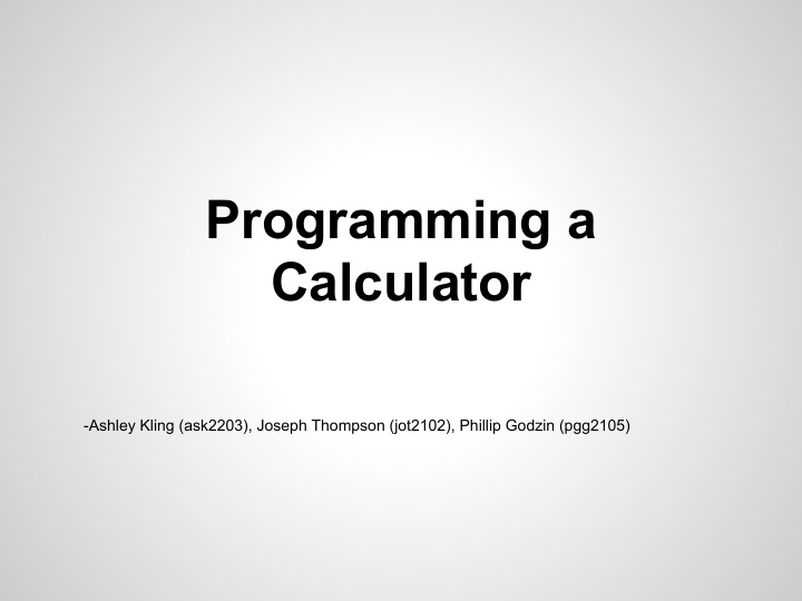 programming a calculator