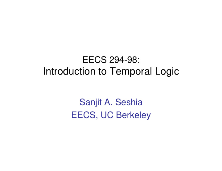 introduction to temporal logic