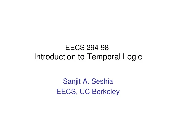 introduction to temporal logic