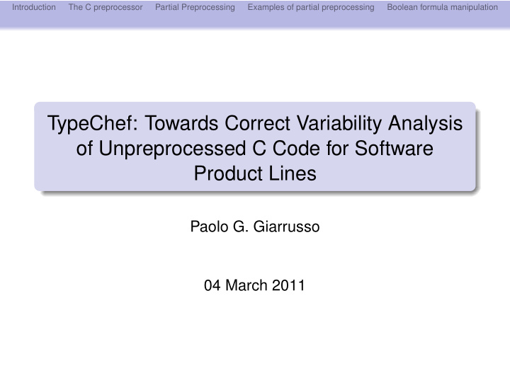 typechef towards correct variability analysis of