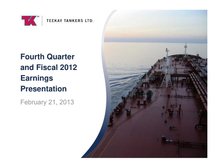 fourth quarter and fiscal 2012 earnings presentation