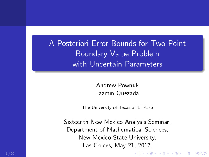 a posteriori error bounds for two point boundary value