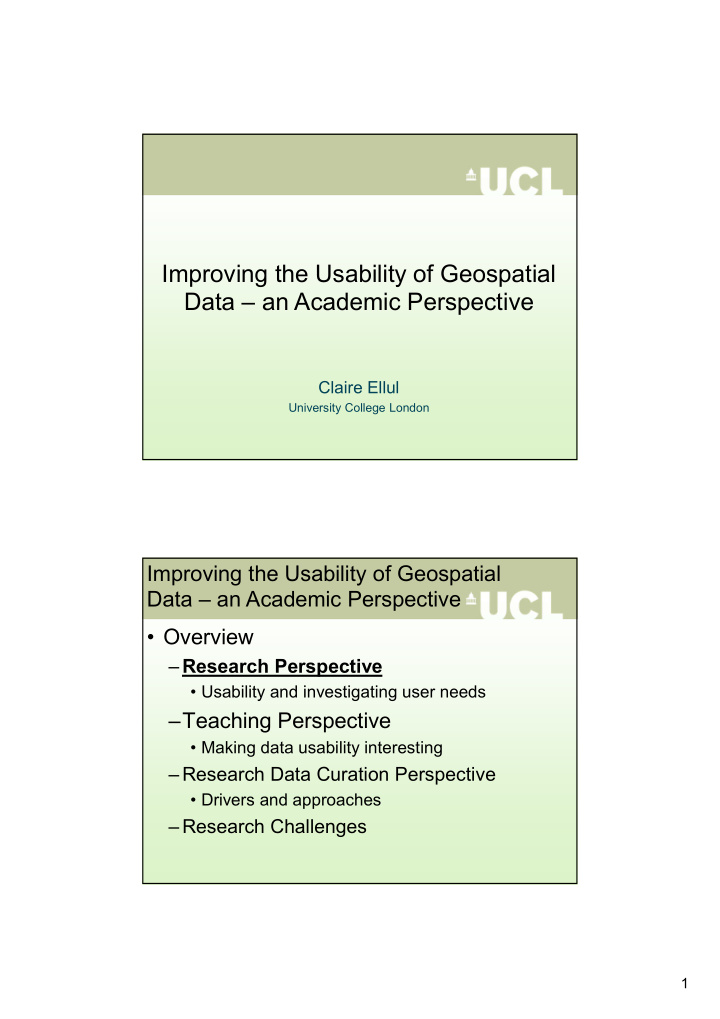 improving the usability of geospatial data an academic