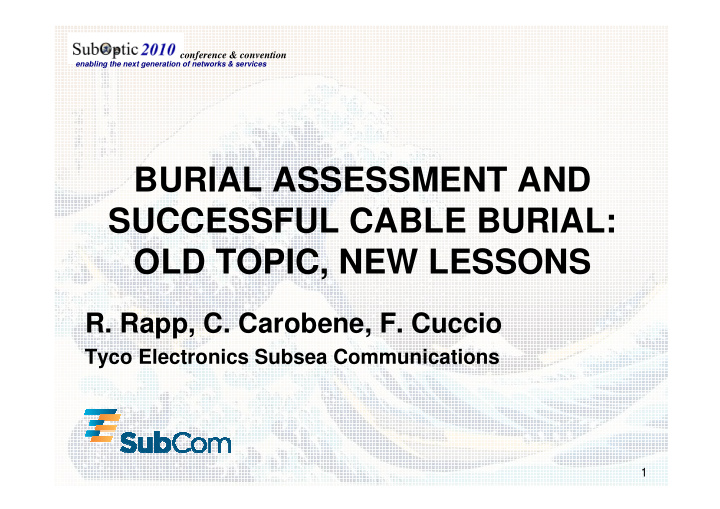burial assessment and successful cable burial old topic
