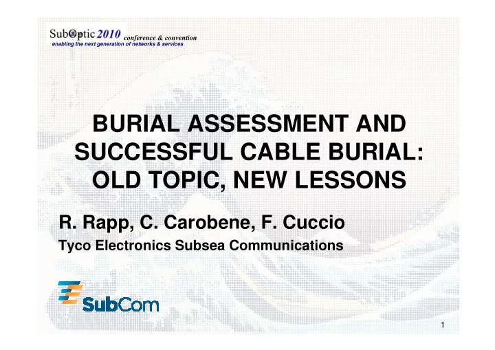 burial assessment and successful cable burial old topic