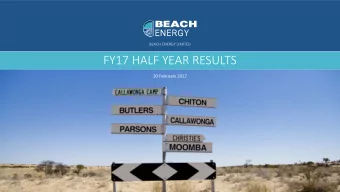 FY17 HALF YEAR RESULTS  20 February 2017  Compliance statements  Disclaimer  This presentation