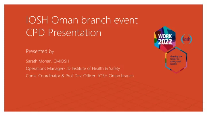 iosh oman branch event