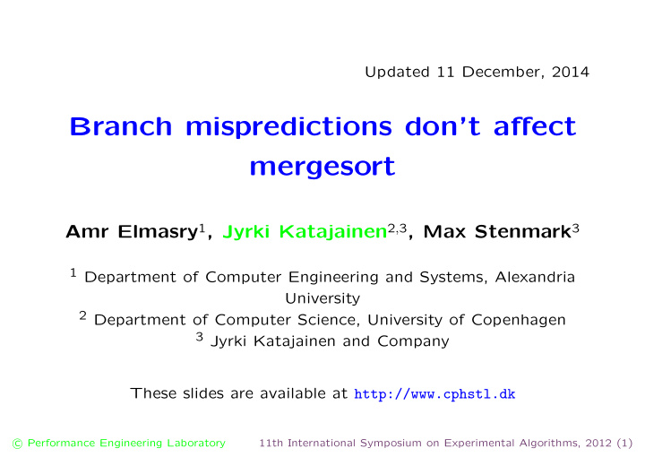 branch mispredictions don t affect mergesort