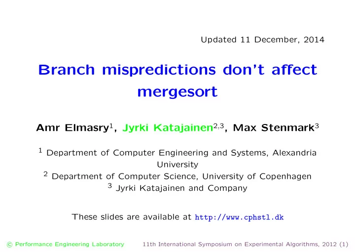 branch mispredictions don t affect mergesort