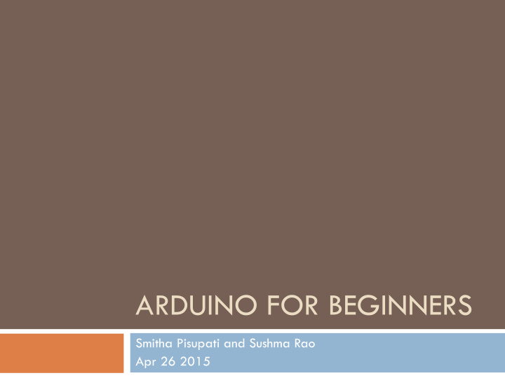 arduino for beginners