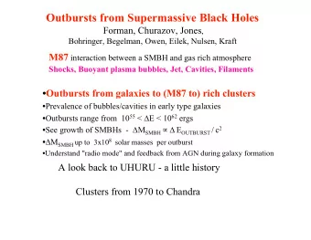 Outbursts from Supermassive Black Holes Forman, Churazov, Jones ,  Bohringer, Begelman, Owen,