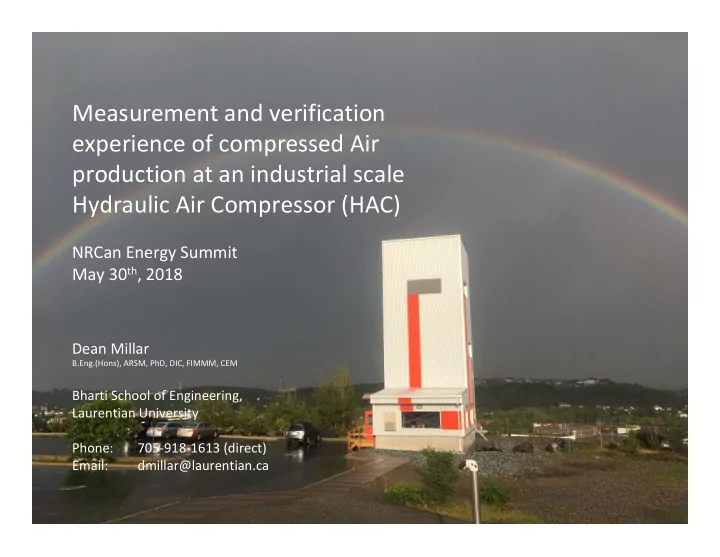 measurement and verification experience of compressed air