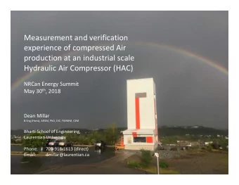Measurement and verification  experience of compressed Air  production at an industrial scale