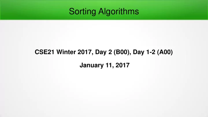 sorting algorithms