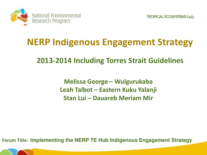 nerp indigenous engagement strategy