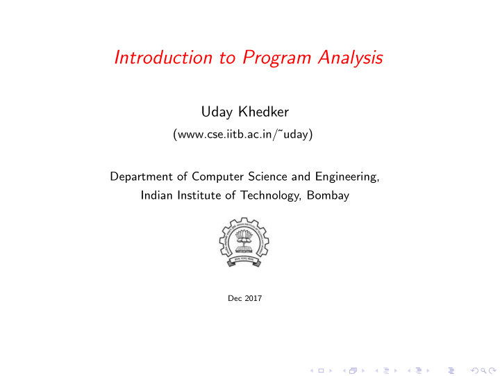 introduction to program analysis