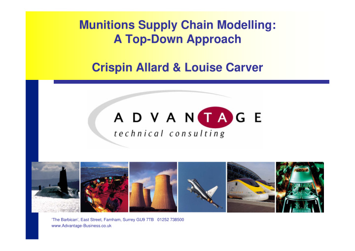 munitions supply chain modelling a top down approach