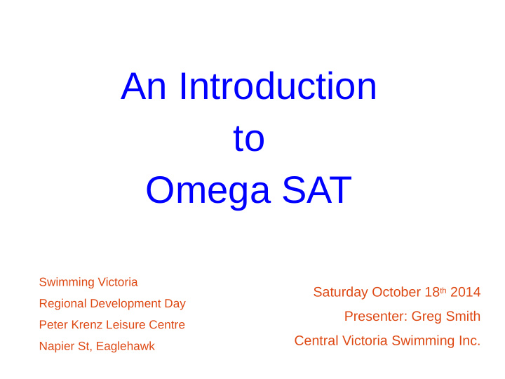 an introduction to omega sat