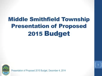 2015 Budget  1  Presentation of Proposed 2015 Budget, December 4, 2014  No t  No tax  ax incr