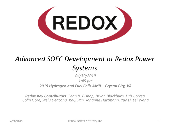 advanced sofc development at redox power