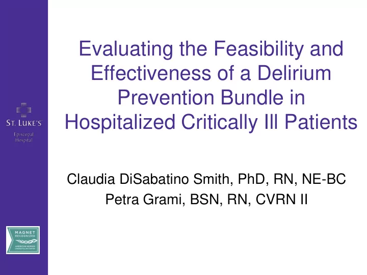 effectiveness of a delirium prevention bundle in