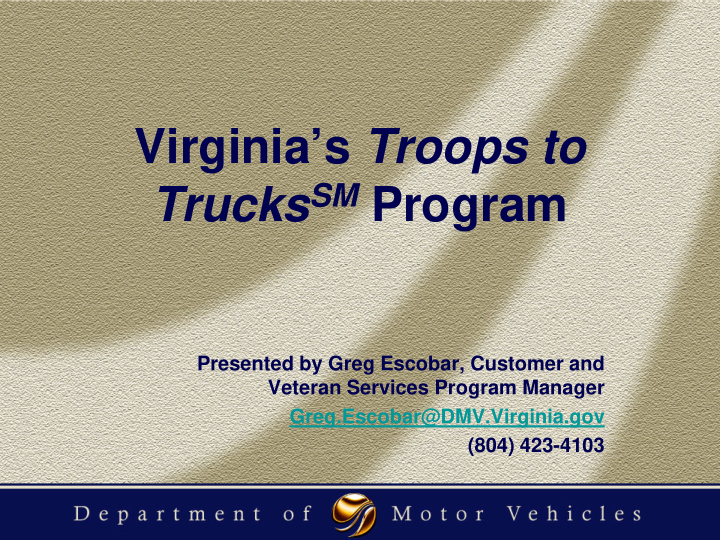 virginia s troops to trucks sm program