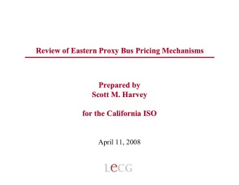 Review of Eastern  Review of Eastern Proxy Bus Pricing Mechanisms  Proxy Bus Pricing Mechanisms
