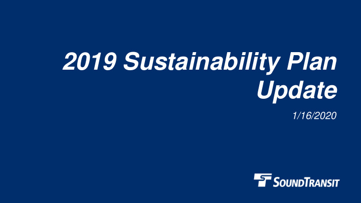 2019 sustainability plan update