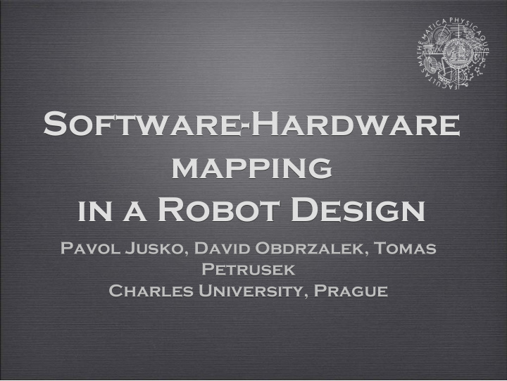 software hardware software hardware mapping mapping in a