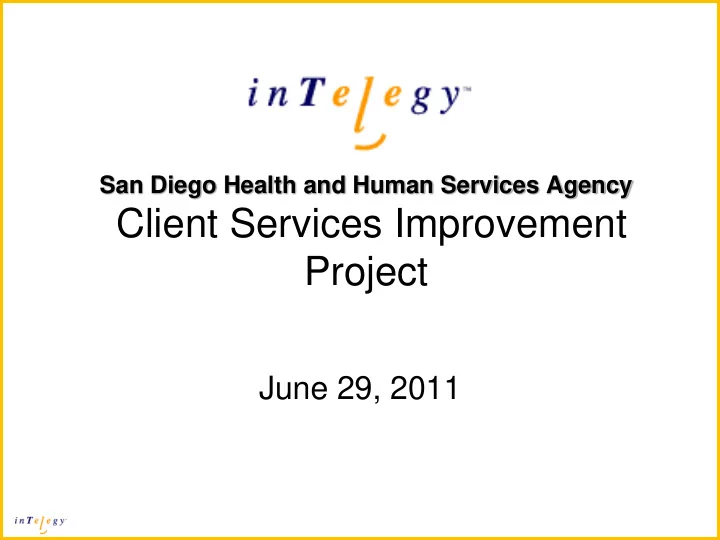 client services improvement project