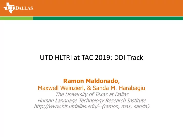 utd hltri at tac 2019 ddi track