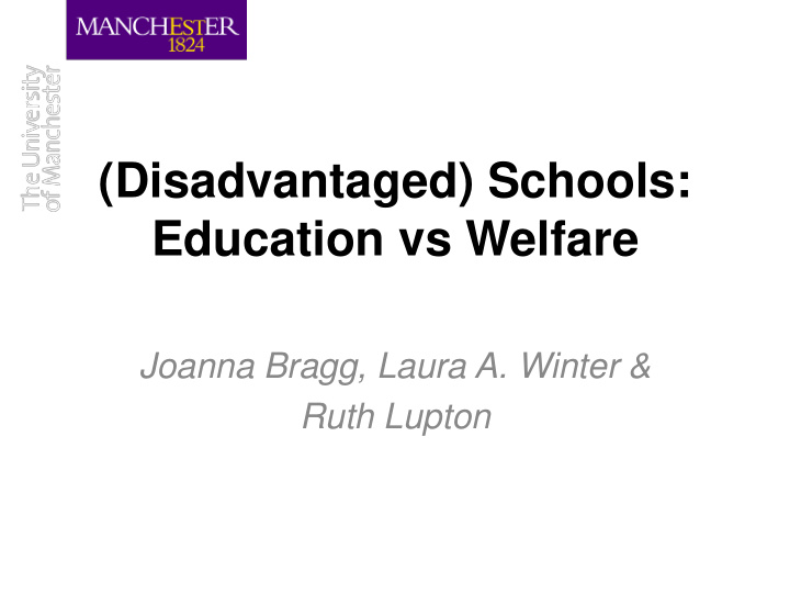 disadvantaged schools education vs welfare