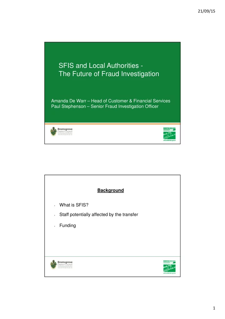 sfis and local authorities the future of fraud
