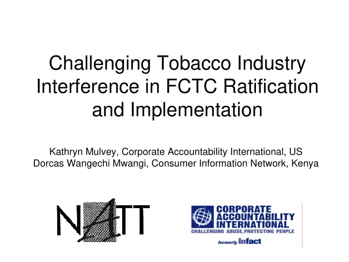 challenging tobacco industry interference in fctc