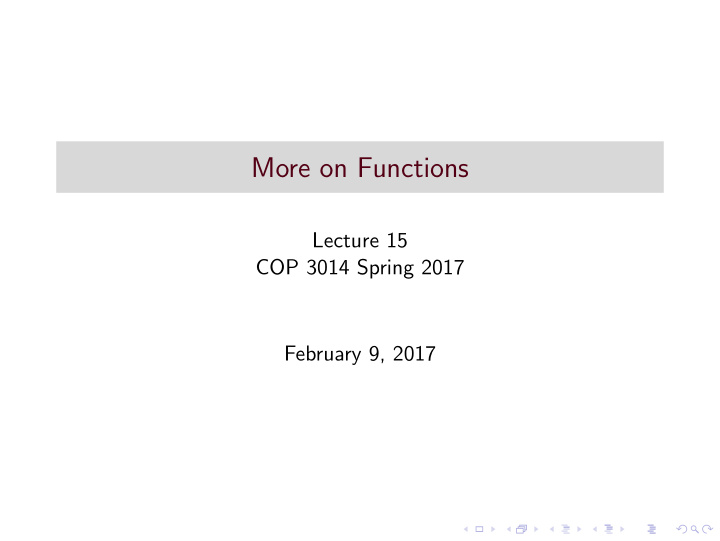 more on functions