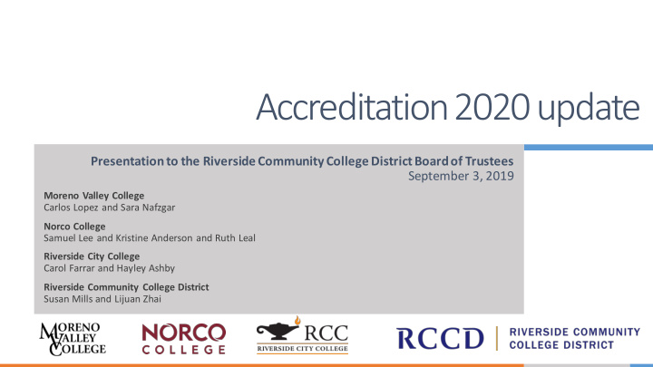 accreditation 2020 update