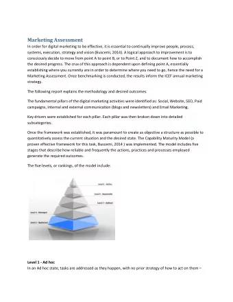 Marketing Assessment  In order for digital marketing to be effective, it is essential to