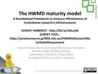 The HWMD maturity model  A foundational framework to measure effectiveness of  institutional