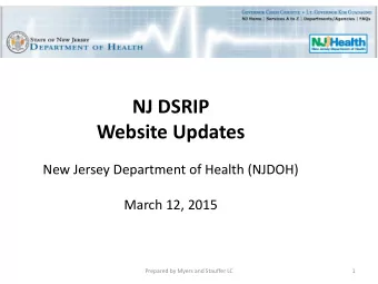 Website Updates  New Jersey Department of Health (NJDOH) March 12, 2015  Prepared by Myers and
