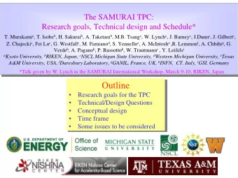 Outline    Research goals for the TPC    Technical/Design Questions    Conceptual design