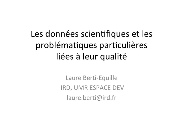 les donn es scien fiques et les probl ma ques par culi