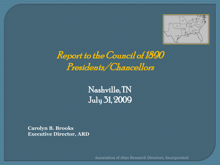 report port to the he council ncil of 1890 0 presidents