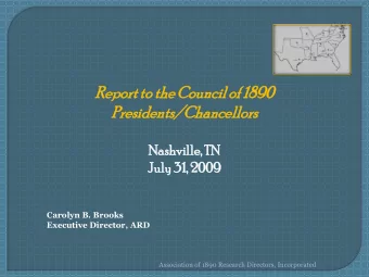 Report  port to the  he Council  ncil of 1890  0  Presidents/Chan  sidents/Chancellors  cellors