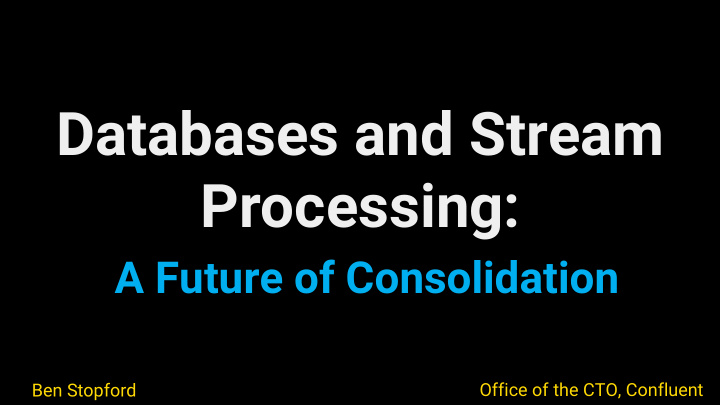 databases and stream processing