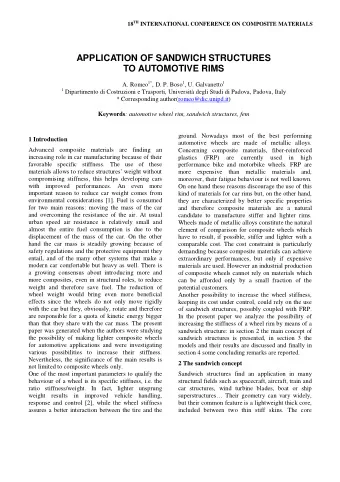 APPLICATION OF SANDWICH STRUCTURES  TO AUTOMOTIVE RIMS A. Romeo 1* , D. P. Boso 1 , U. Galvanetto 1